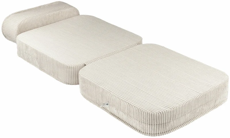 Fauteuil pliable en velours côtelé blanc marshmallow 150 x 60 cm - Wigiwama
