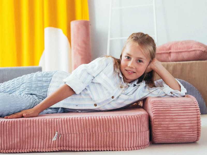 Fauteuil pliable en velours côtelé blanc marshmallow 150 x 60 cm - Wigiwama