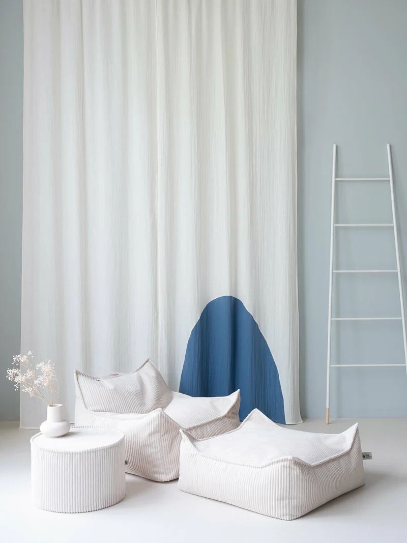 Pouf fauteuil en velours côtelé blanc marshmallow 80 x 70 cm - Wigiwama