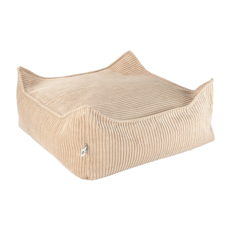Pouf carré en velours côtelé marron-beige 60 x 60 cm - Wigiwama