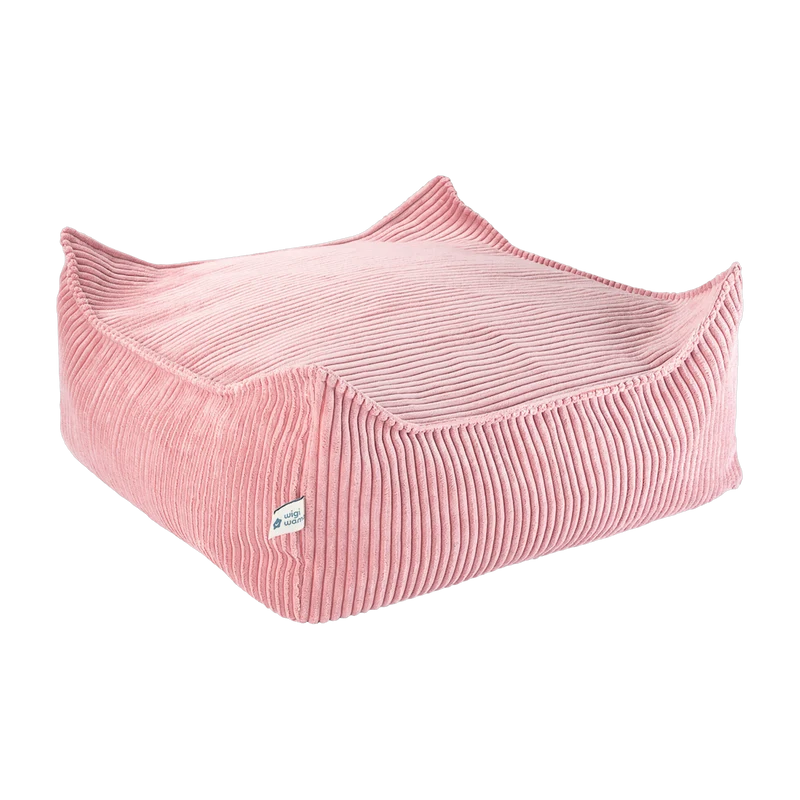 Pouf carré en velours côtelé rose 60 x 60 cm - Wigiwama