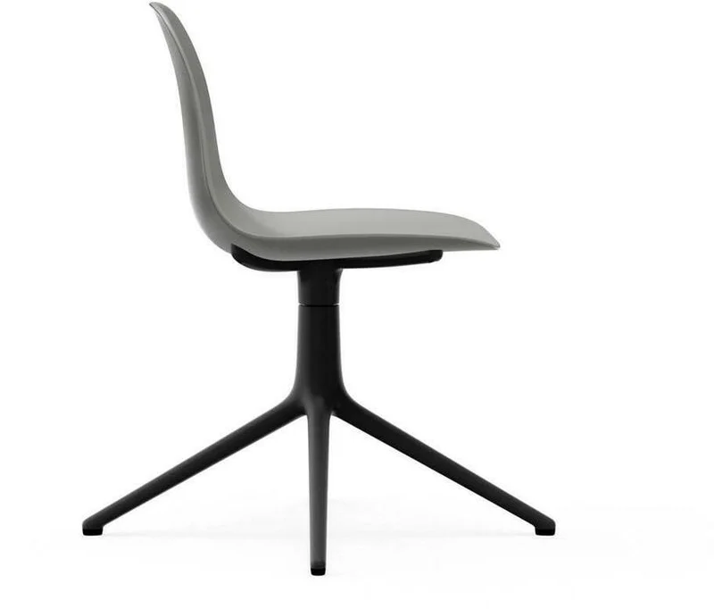 Chaise de bureau en polypropylène grise et base noire Swivel 4L Grey - Normann Copenhagen