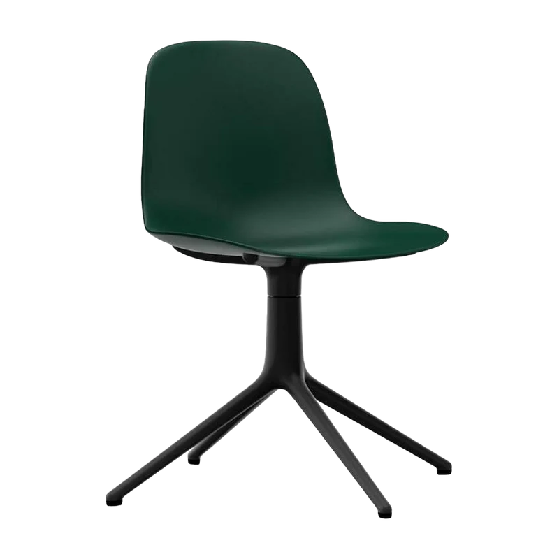 Chaise de bureau en polypropylène verte et base noire Swivel 4L vert - Normann Copenhagen