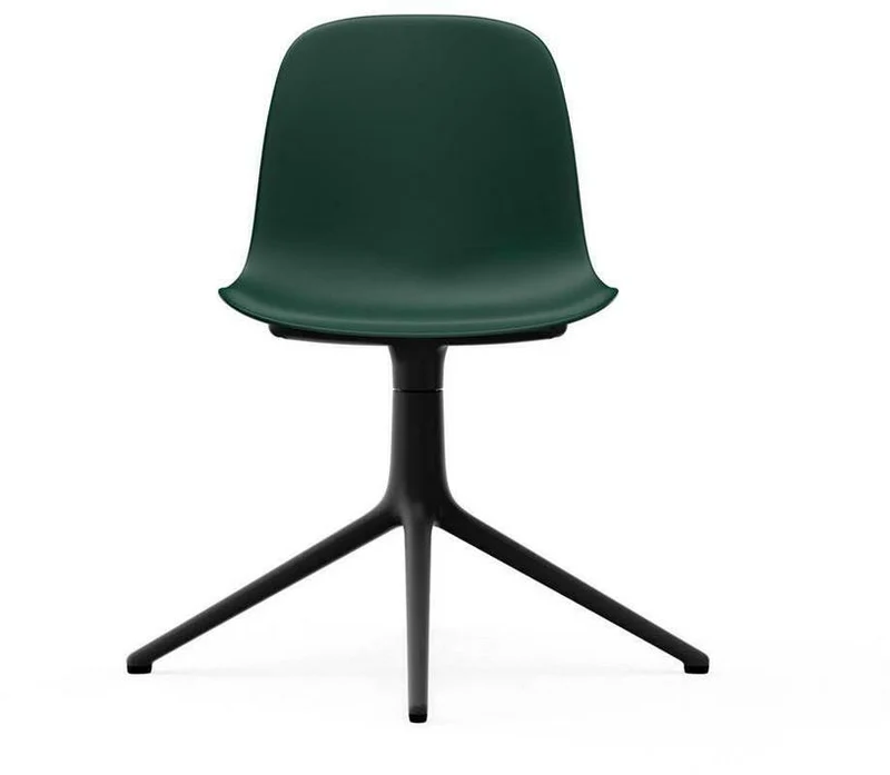 Chaise de bureau en polypropylène verte et base noire Swivel 4L vert - Normann Copenhagen