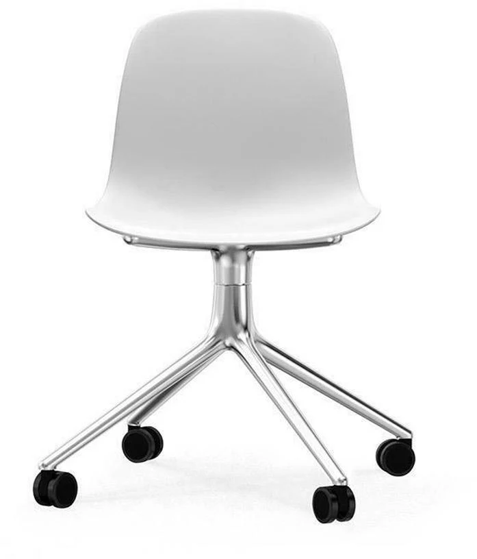 Chaise de bureau à roulettes en polypropylène blanche Swivel 4W blanc - Normann Copenhagen
