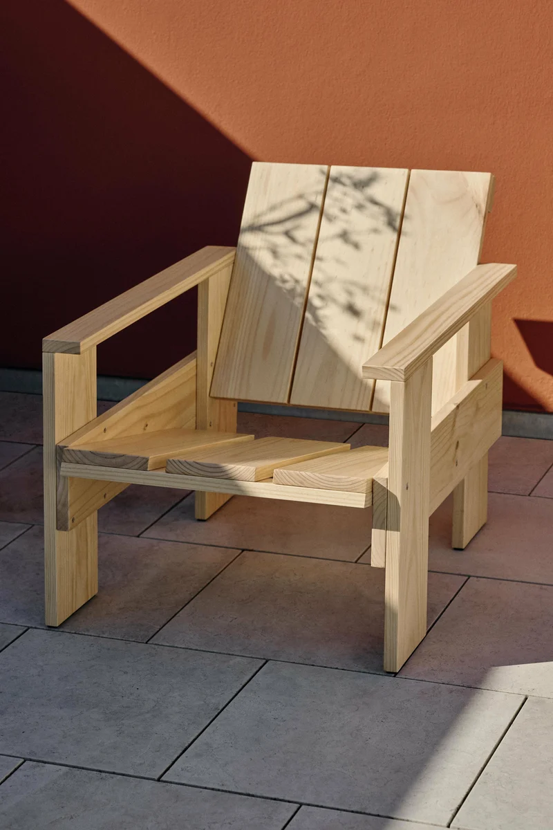 Chaise longue d'extérieur en pin naturel lanche Crate - Hay