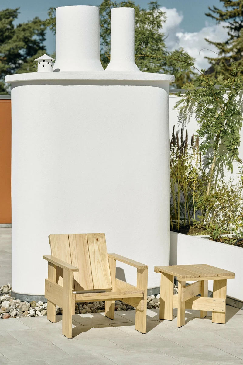 Chaise longue d'extérieur en pin naturel lanche Crate - Hay