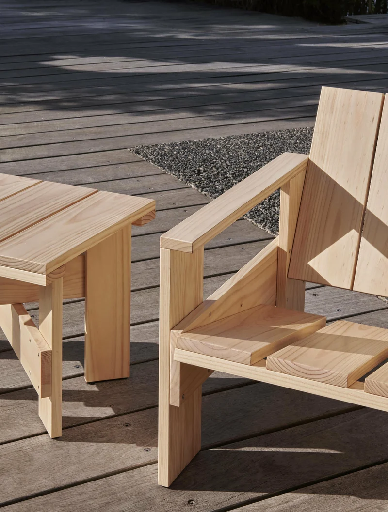 Chaise longue d'extérieur en pin naturel lanche Crate - Hay