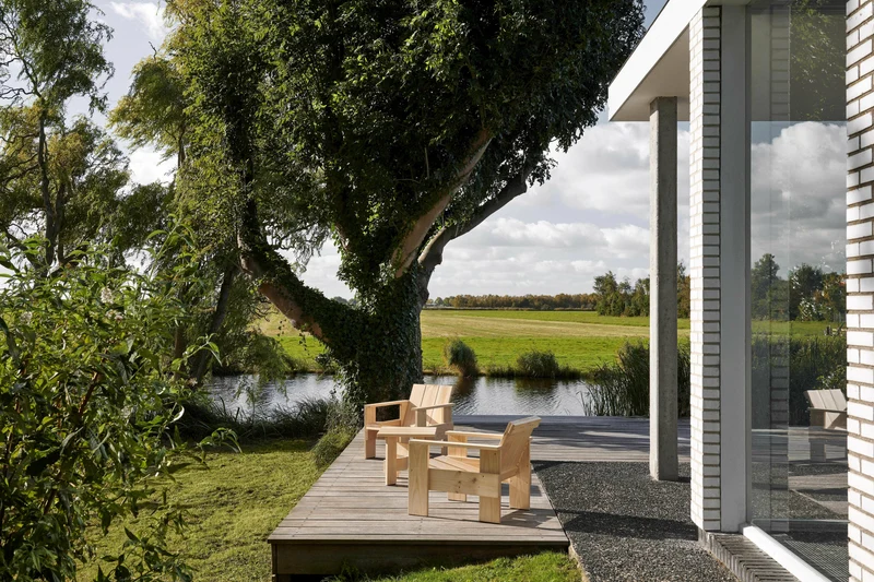 Chaise longue d'extérieur en pin naturel lanche Crate - Hay