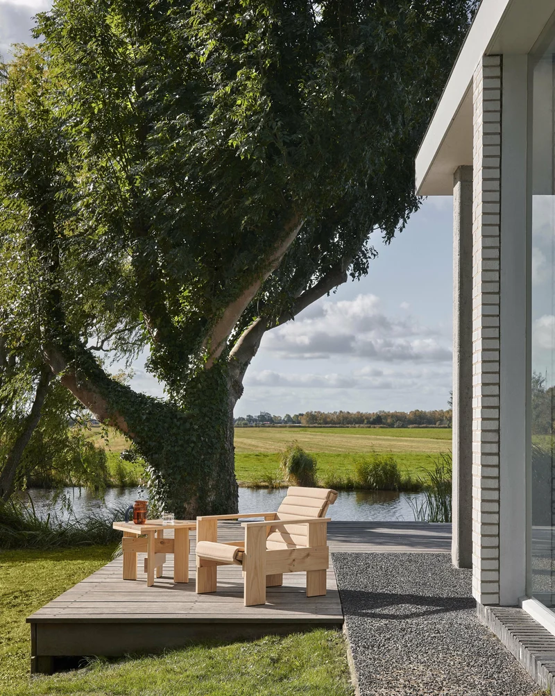 Chaise longue d'extérieur en pin naturel lanche Crate - Hay