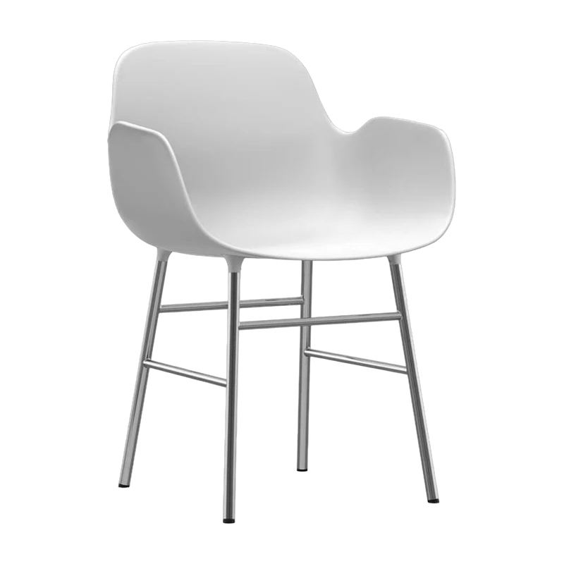 Chaise avec accoudoirs en chrome et pp blanc Form - Normann Copenhagen