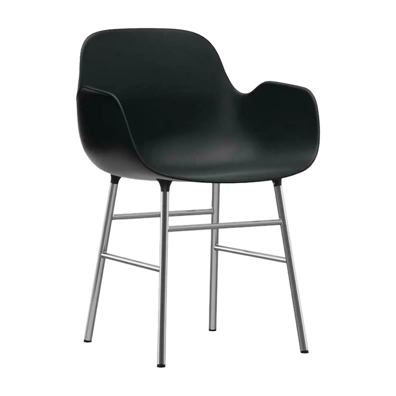 Chaise avec accoudoirs en chrome et pp noir Form - Normann Copenhagen
