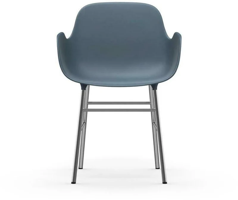 Chaise avec accoudoirs en chrome et pp bleu Form - Normann Copenhagen