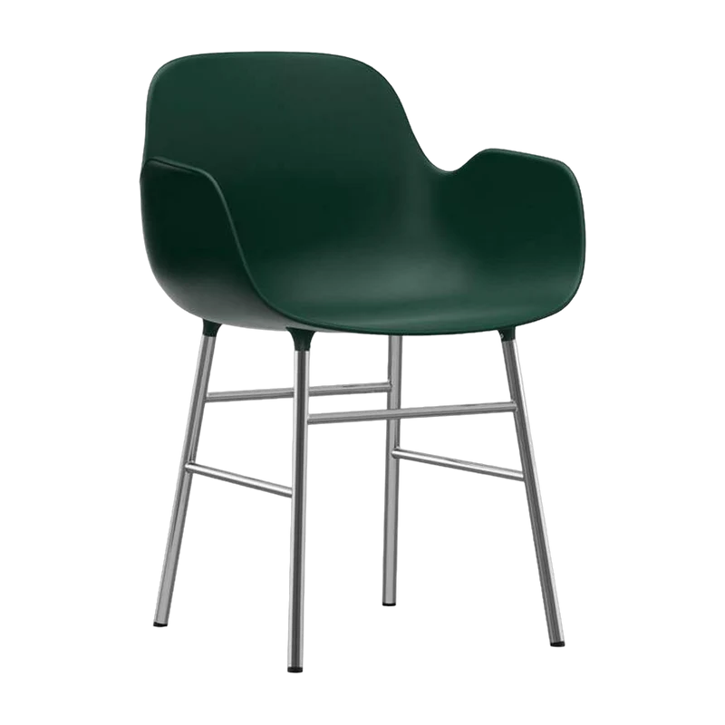 Chaise avec accoudoirs en chrome et pp vert Form - Normann Copenhagen