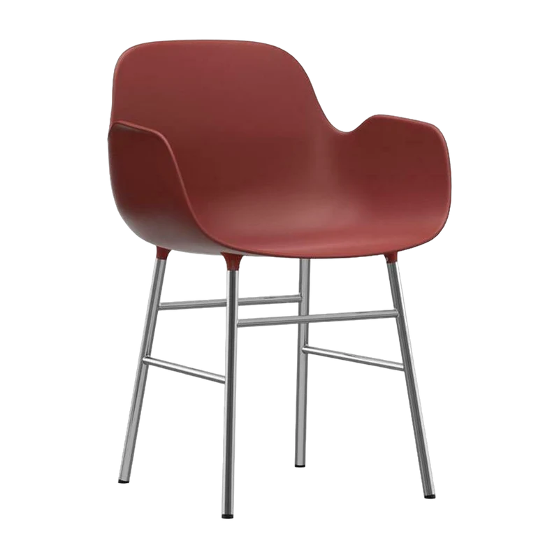 Chaise avec accoudoirs en chrome et pp rouge Form - Normann Copenhagen