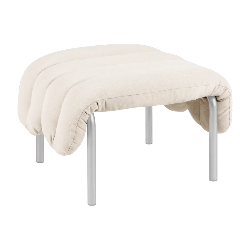 Repose-pieds en coton naturel et acier Puffy - Hem