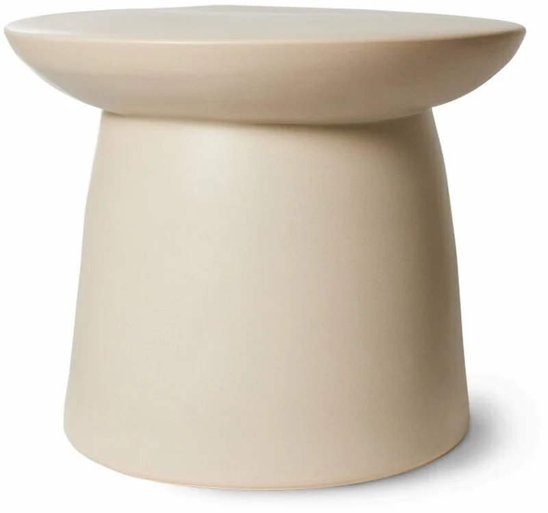 Table d'appoint en grès beige 46 x 37cm Earthenware - HKliving