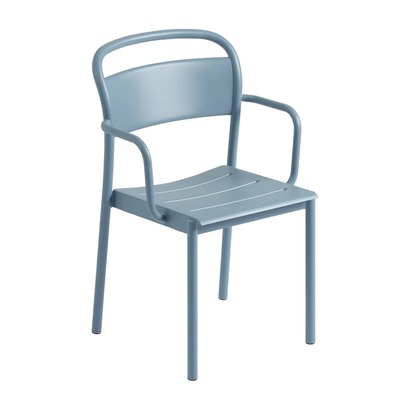 Chaise d'extérieur avec accoudoirs en acier bleu ciel Linear - Muuto