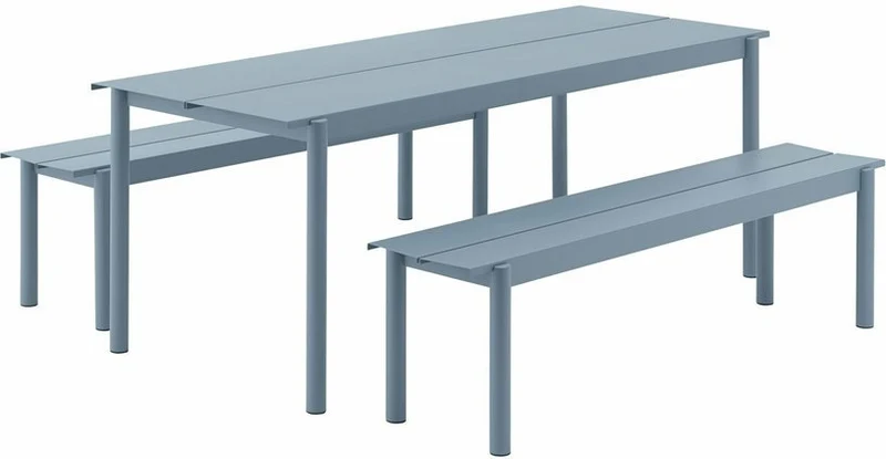 Banc d'extérieur en acier bleu ciel 170 x 34 cm Linear - Muuto