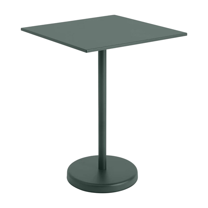 Table carrée d'extérieur en acier vert foncé 70 x 70 x 95 cm Linear - Muuto