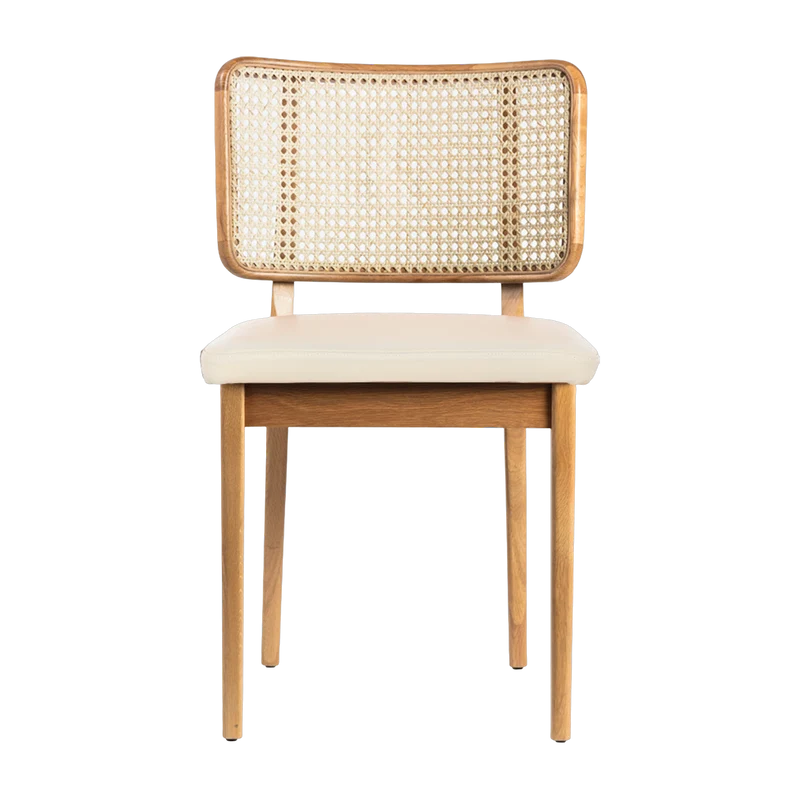 Chaise en chêne et cuir vanille Cannage - RED Edition