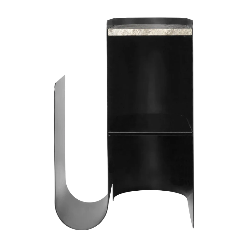 Table d'appoint en acier noir et marbre Vault - Ferm Living