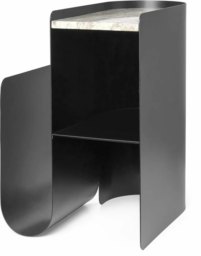 Table d'appoint en acier noir et marbre Vault - Ferm Living