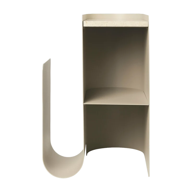 Table d'appoint en acier beige et marbre Vault - Ferm Living