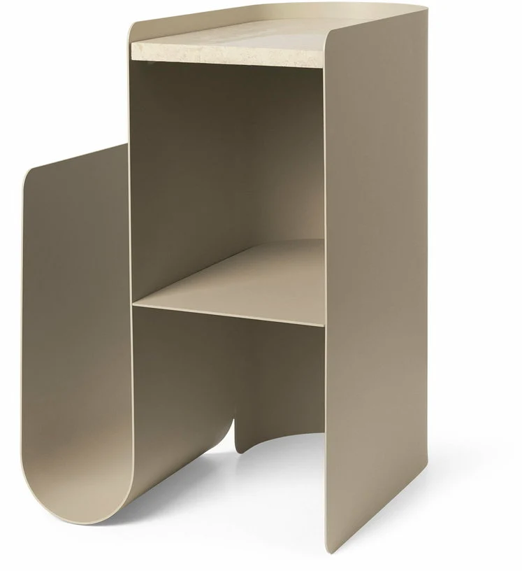 Table d'appoint en acier beige et marbre Vault - Ferm Living