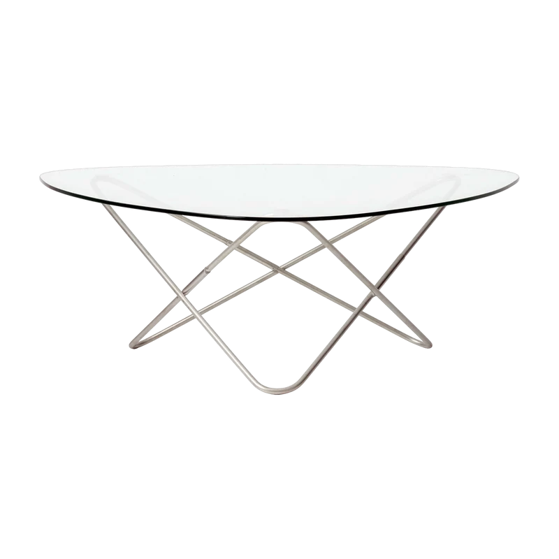 Table basse ronde en inox et verre transparent 100x36cm AO - Airborne