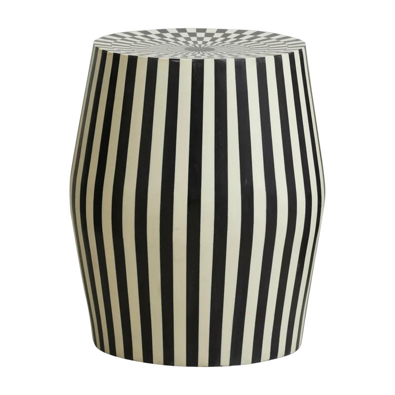 Table d'appoint ou tabouret à rayures blanc et noir Taura - Nordal