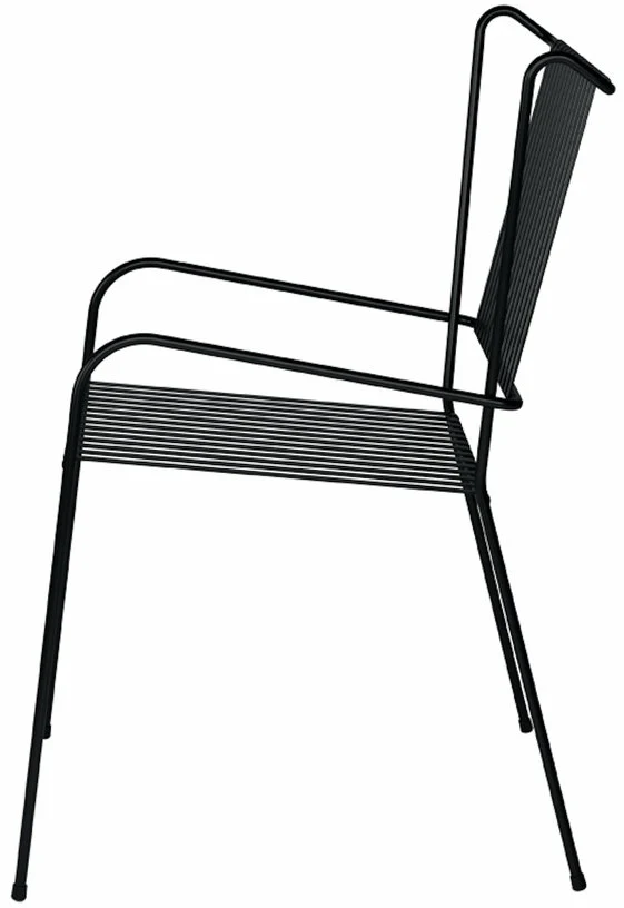 Chaise de jardin avec accoudoirs en acier noir Capri - Cools Collection