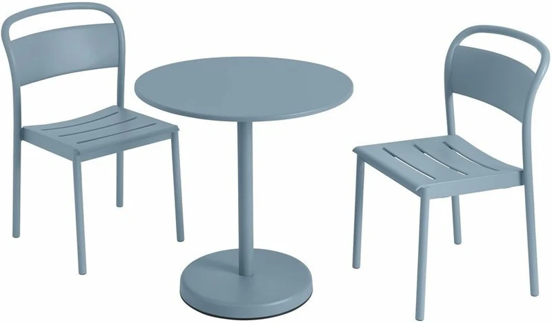 Table ronde d'extérieur en acier bleu ciel 70 x 73 cm Linear - Muuto