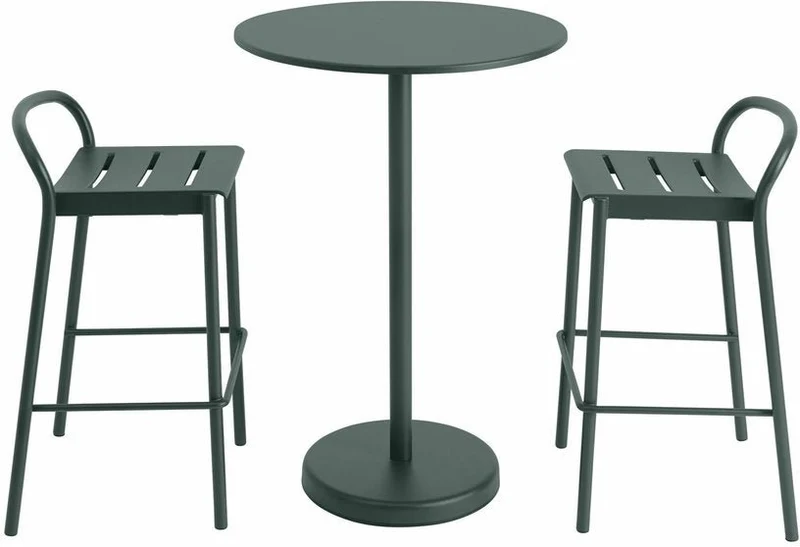 Table ronde d'extérieur en acier vert foncé 70 x 105 cm Linear - Muuto