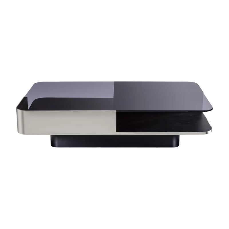 Table basse rectangulaire en inox et verre fumé 120x80x30cm Lounge - RED Edition