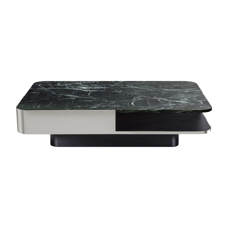 Table basse rectangulaire en inox et marbre vert Lounge - RED Edition