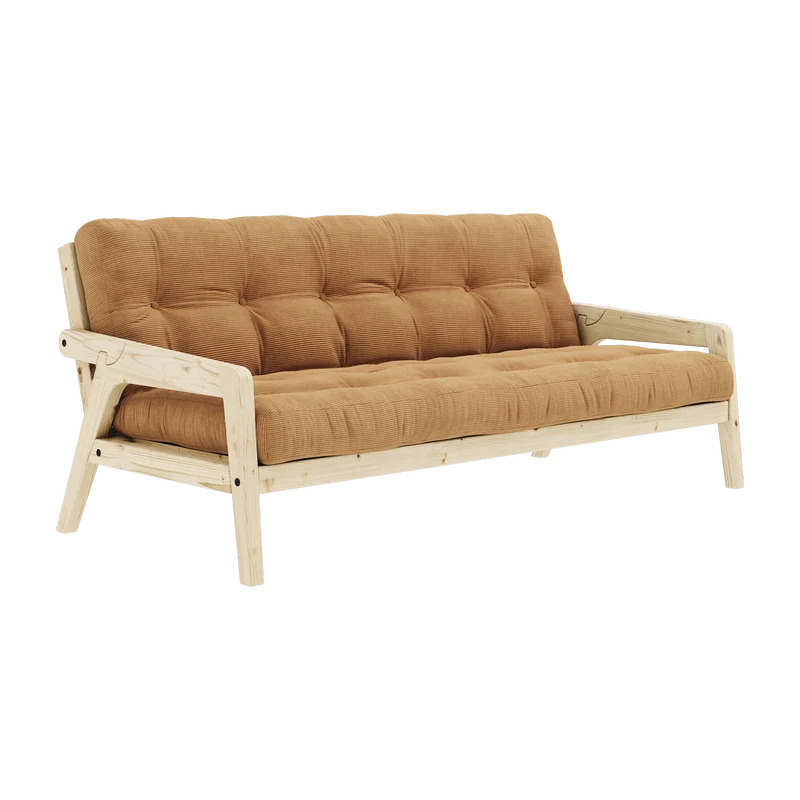 Canapé-lit en pin clair et tissu marron fudge Grab - Karup Design