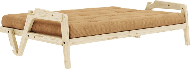 Canapé-lit en pin clair et tissu marron fudge Grab - Karup Design