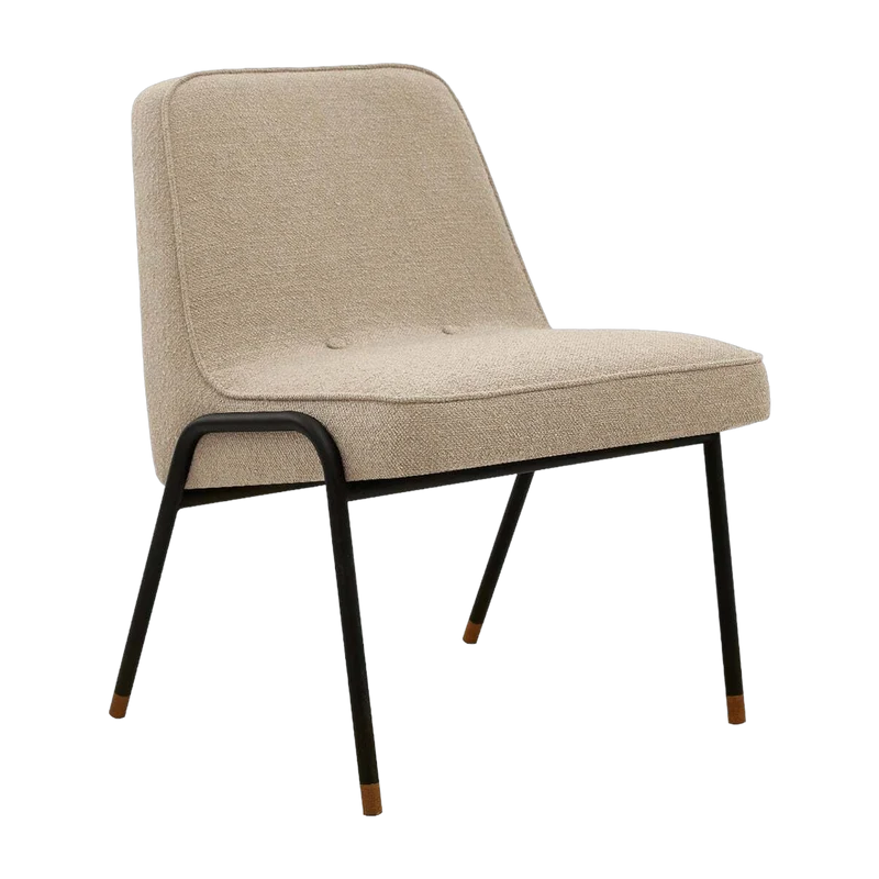 Fauteuil en tissu boucle crème et métal 70 x 62 cm - 366 Concept