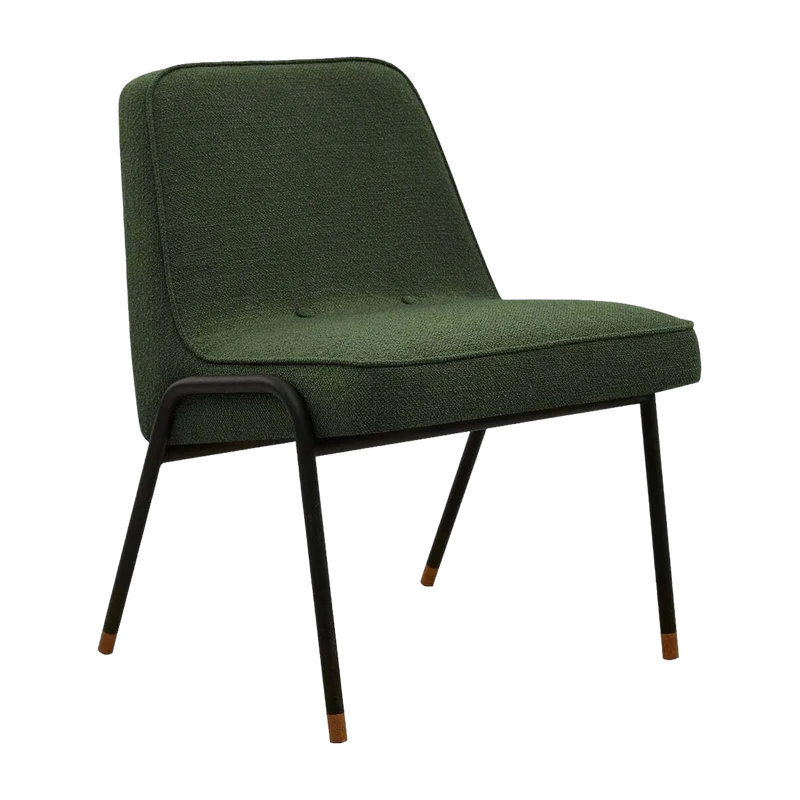 Fauteuil en tissu bouclé vert bouteille et métal 70 x 62 cm - 366 Concept