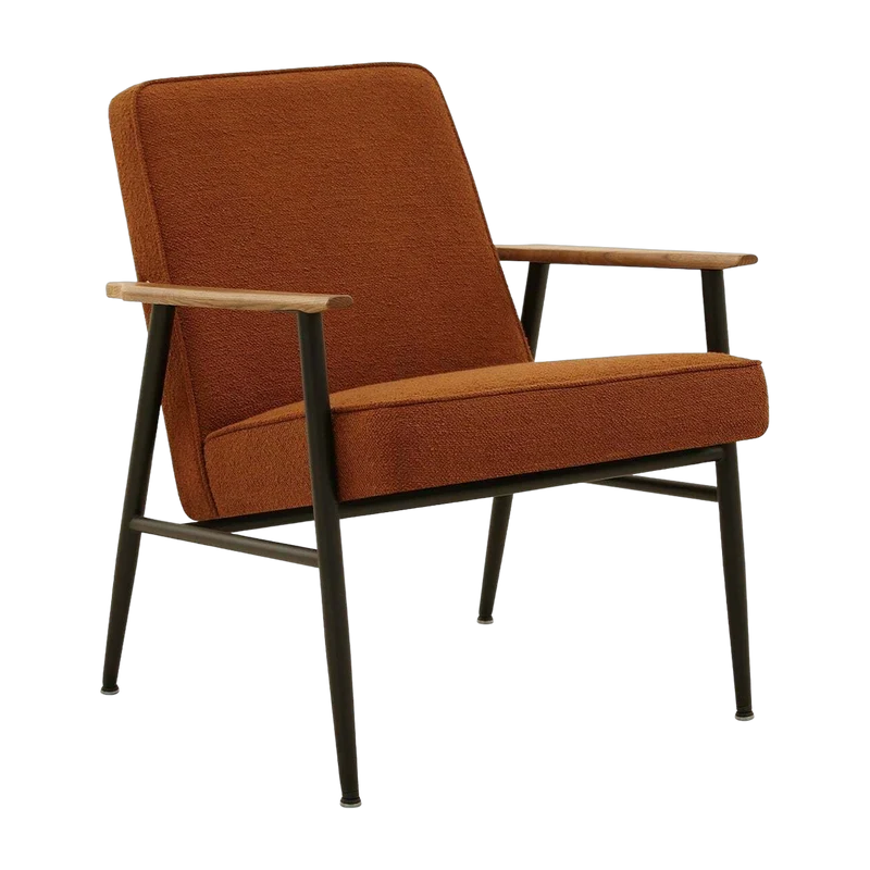 Fauteuil avec accoudoirs en tissu bouclé marron et métal 70 x 62 cm Fox - 366 Concept