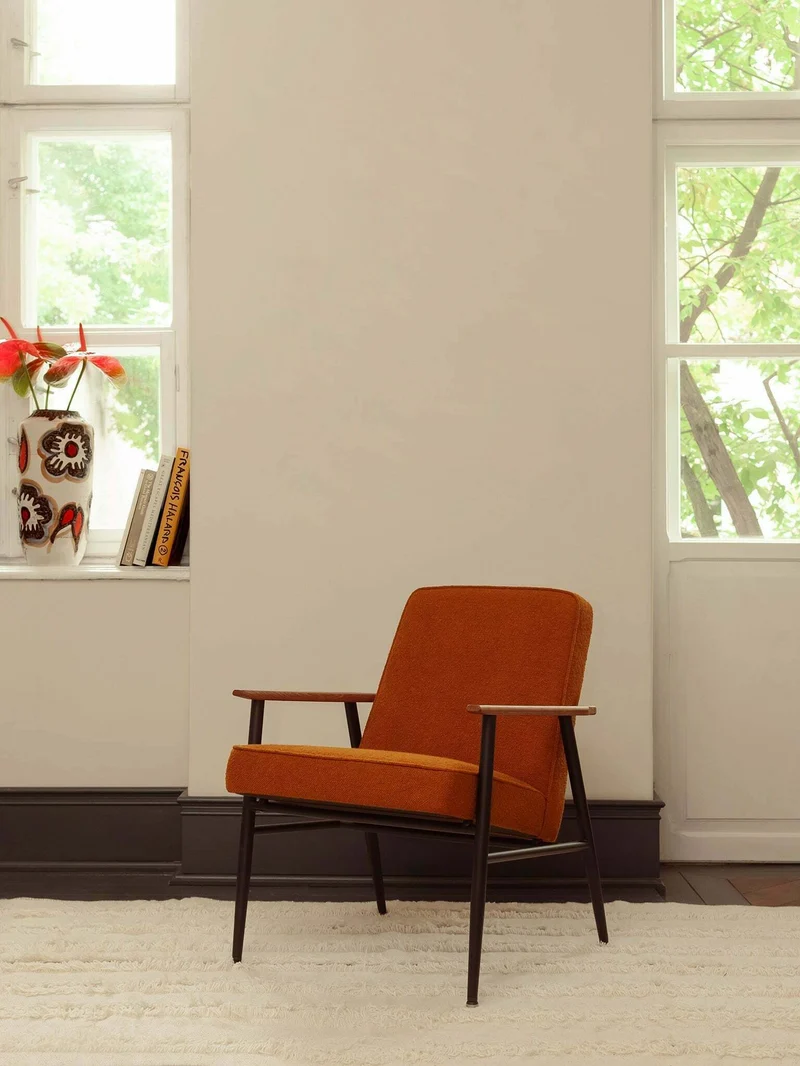 Fauteuil avec accoudoirs en tissu bouclé marron et métal 70 x 62 cm Fox - 366 Concept