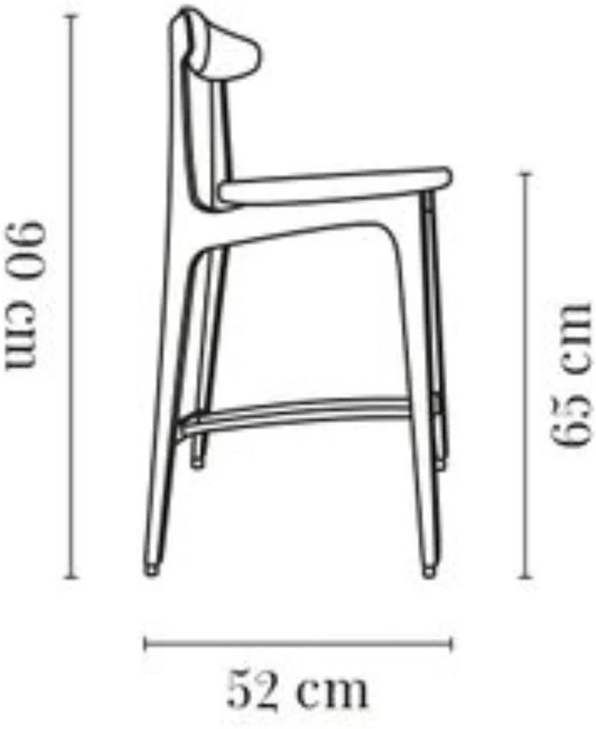 Chaise de bar en velours turtle et frêne naturel 100cm Série 200-190 - 366 Concept