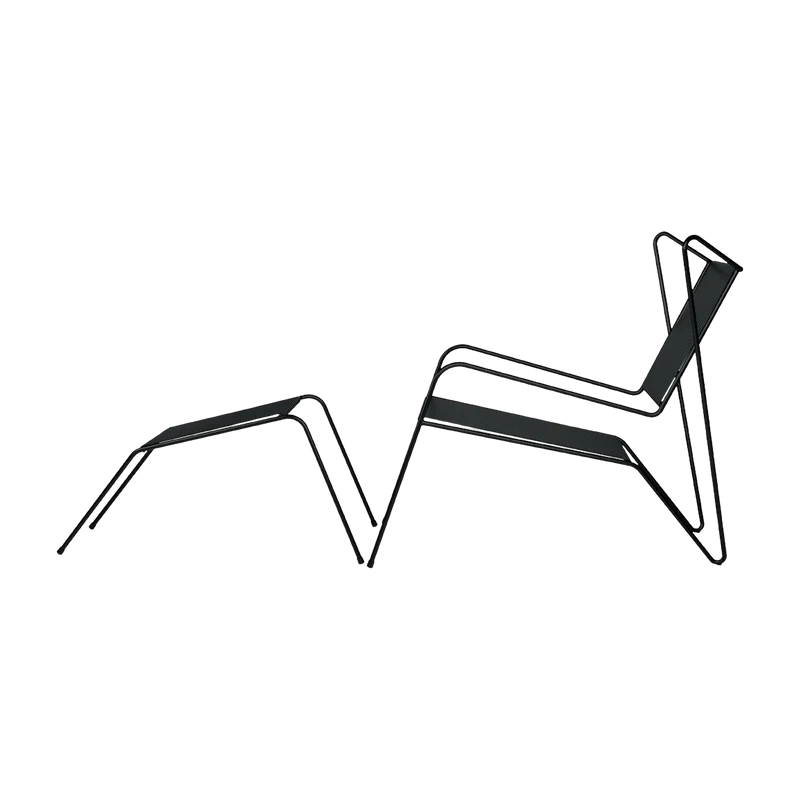 Chaise lounge avec repose pieds en acier noir Capri Easy - Cools Collection