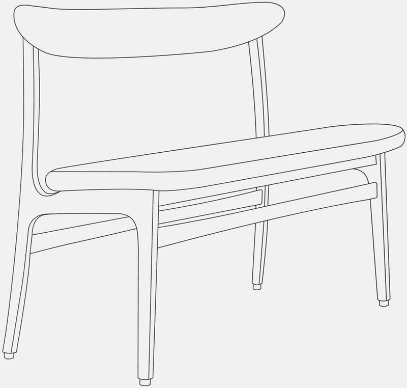 Banc en tissu bouclé beige et bois de frêne foncé 52 cm bouclé Série 200-190 - 366 Concept