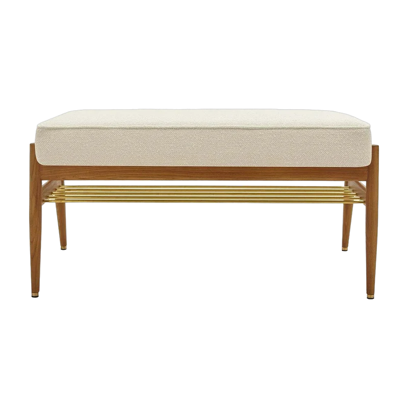 Banquette en tissu bouclé crème et bois de frêne foncé 90 Fox 90 - 366 Concept