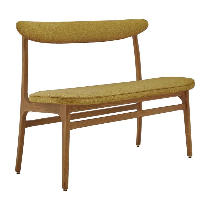 Banc en tissu bouclé moutarde et bois de frêne foncé 52 cm Série 200-190 - 366 Concept