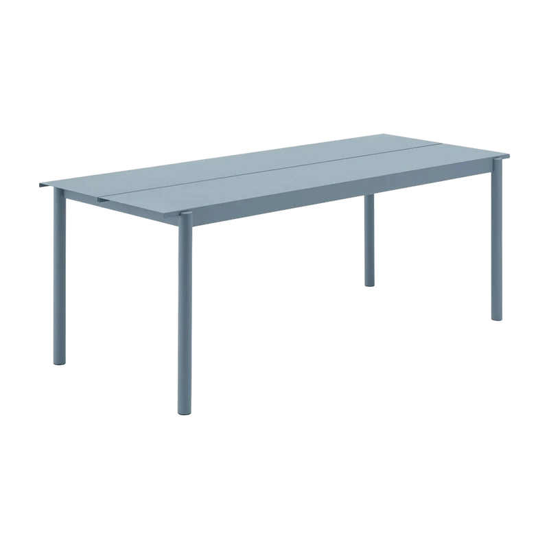 Table d'extérieur en acier bleu ciel 200 x 75 cm Linear - Muuto