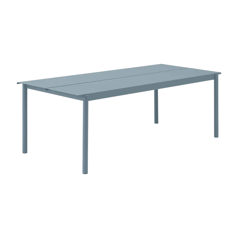 Table d'extérieur en acier bleu ciel 220 x 90 cm Linear - Muuto
