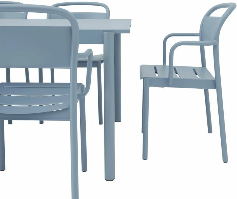 Table d'extérieur en acier bleu ciel 220 x 90 cm Linear - Muuto